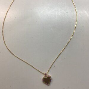 Kate Spade New 1/2" Gold Heart with Rhinestone Trim Necklace